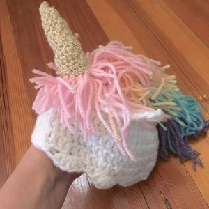 Rainbow Unicorn Hat and Diaper Cover (0-3mo)